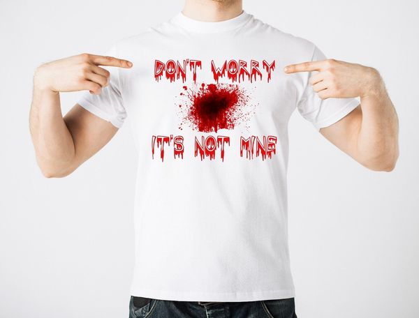 

halloween funny costume t-shirt blood stain don't worry it's not mine halloween sport hooded sweatshirt hoodie