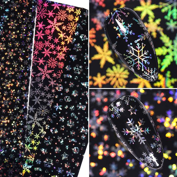 

christmas foil silver 10 pcs transfer snowflakes laser effect stickers nail art decals designer decoration