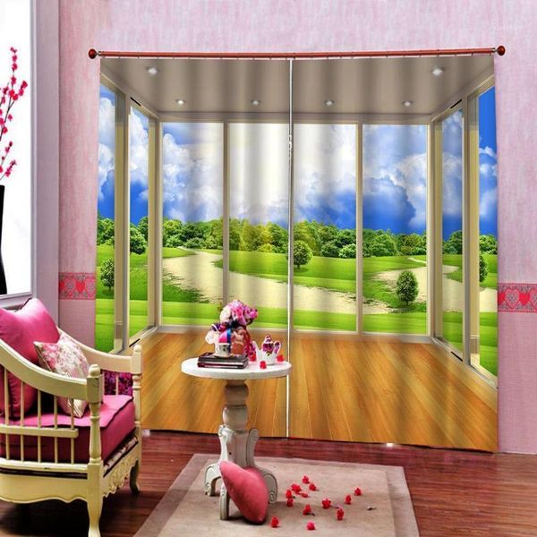 

customized size nature landscape shower curtain country scenery with floral grass field tree idyllic landscape home drapes decor1