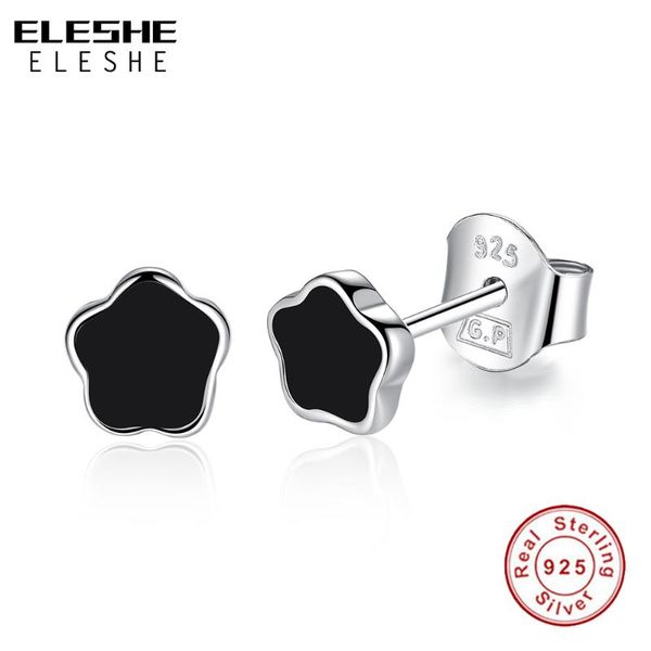

eleshe 925 sterling silver tiny enamel flower earrings for women fashion jewelry sterling-silver-jewelry, Golden;silver