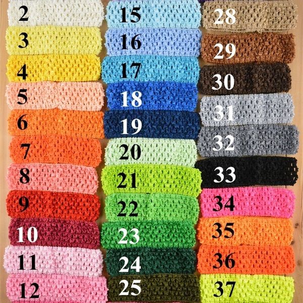

50pcs/lot 1.5 inch elastic crochet holes headbands girls waffle knitted band diy hair accessories 38 color u pick d02 y200710, Slivery;white