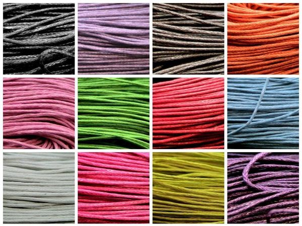 

90yard 1.5mm waxed cotton cord bundle coated jewellery making string thread beading cord varies colors, Black;white
