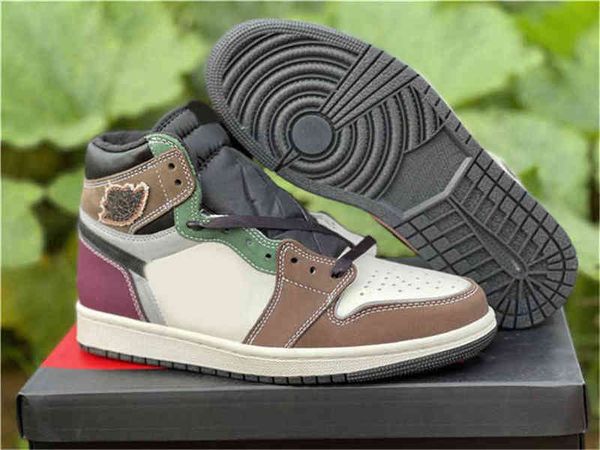 

c080520 authentic 1 high og hand crafted athletic shoes men women black archaeo brown dark chocolate outdoor sneakers with origingl box
