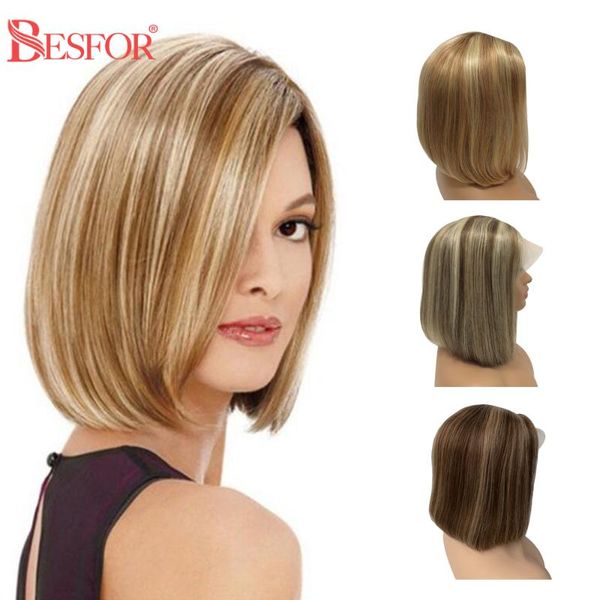 

ubetta 100% real hair wigs ombre u part bob wig lace front human hair t middle part bob wigs highlight short straight remy, Black;brown