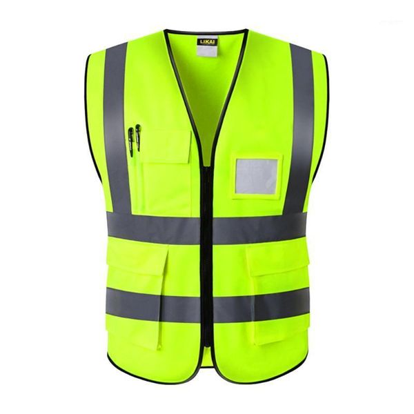 

motocycle racing clothing waterproof night construction foldable multi pocket safety vest easy clean reflective worker wear resistant protec, Black