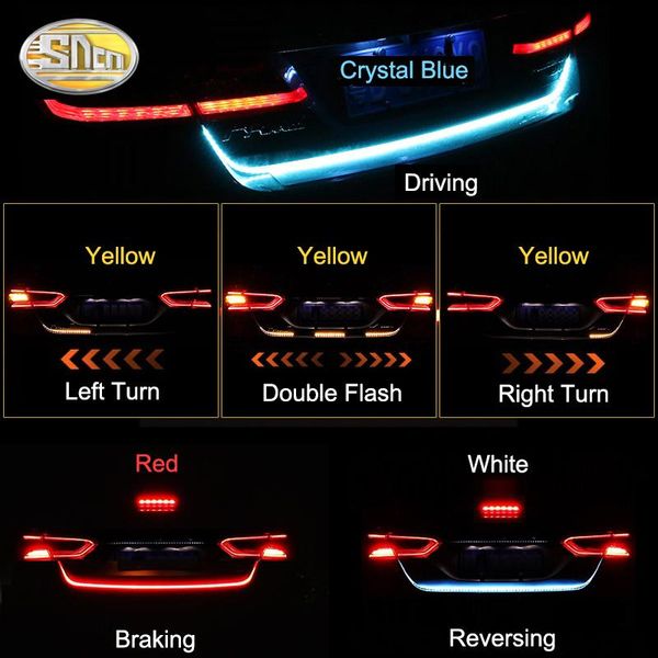 

sncn car led strip lighting rear trunk tail light dynamic streamer brake turn signal reverse leds warning light signal lamp