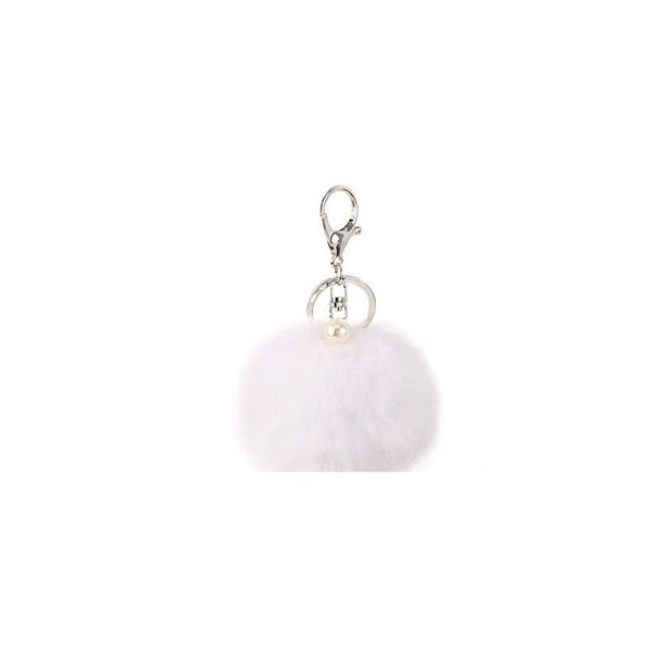 

fashion fluffy artificial rabbit fur ball key chain pompons for women girl bag pendant jewelry key ring holder pr007 f wmtdpq, Silver