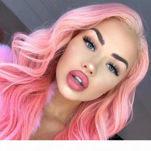 

парик розовый человеческих волос pre сорванные с ребенком волос девственницы бразильская полные парики шнурка glueless розовый прямой парик, Black;brown