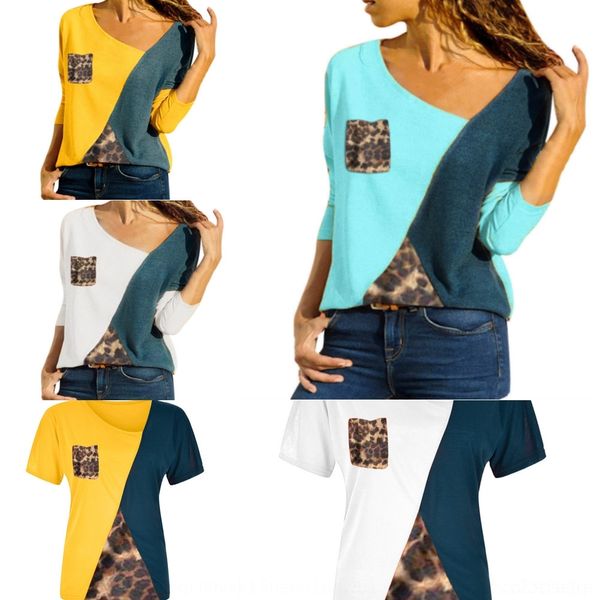 

ck2cp 2019 multi color contrast neck multi long sleeve casual for women new 2019 new t-shirt neck color contrast round round long sleeve cas, White