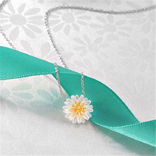 

925 sterling silver necklace female rural style creative sunflower sweet little daisy chain clavicle