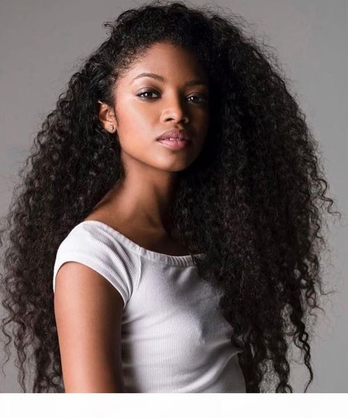 

lucky queen brazilian hair kinky curly extensions human hair weaving bundles natural color 1 3piece 100g non-remy curly hair bundle, Black