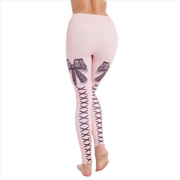 

2021 women bowtie printed stretch bow strap butterfly leggings high waist elastic long pants drop shipping, Black