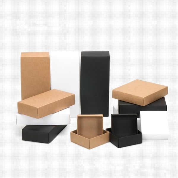 

10pcs white kraft paper gift cardboard box craft packaging box black paper gift box with lid gift carton cardboard h bbyqgk
