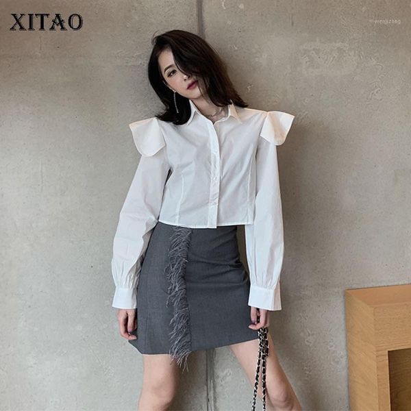 

xitao spring autumn white turn down collar ruffles full sleeve shirt women 2020 new fashion niche sense of design shirt dmy37561