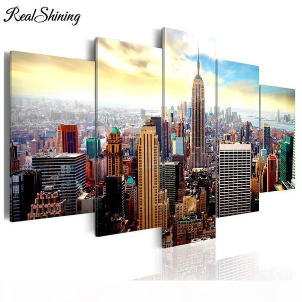 

5 pcs diamond embroidery new york city building scenery cross stitch full square round 5d diamond painting mosaic picture fs6963