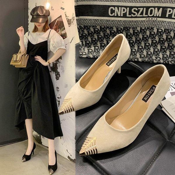 

dress shoes xiaoxiangfeng high heels women's stiletto 2021 summer all-match celebrity temperament pointed single x4431, Black