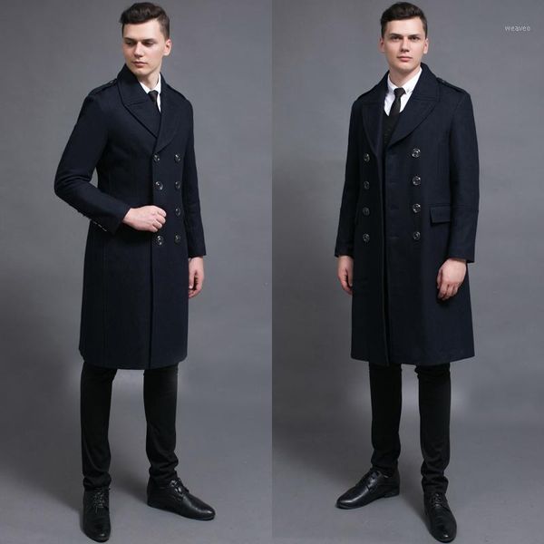 

new long wool overcoat mens luxury turn-down collar double breasted mens jackets and coats plus size 6xl man wadded jacket1, Black