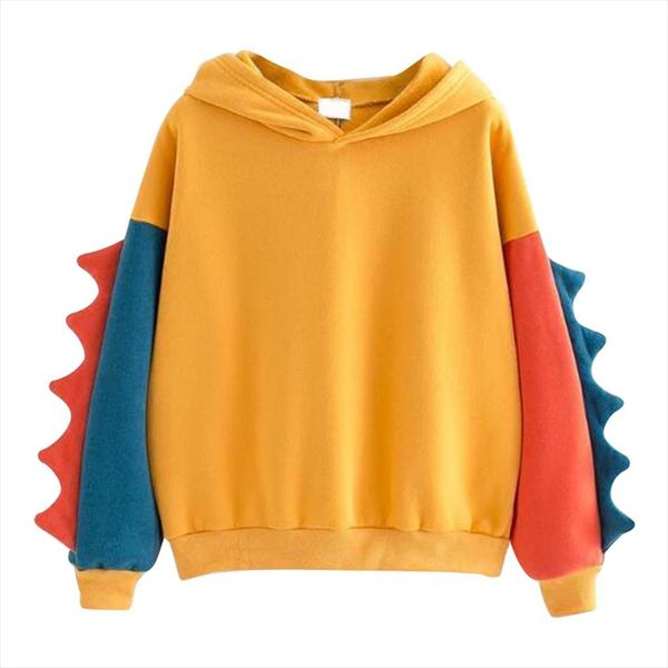 

women hoodies patchwork winter cute kawaii sweatshirt women oversize hooded pullover dinosaur tracksuit drop shipping, Black