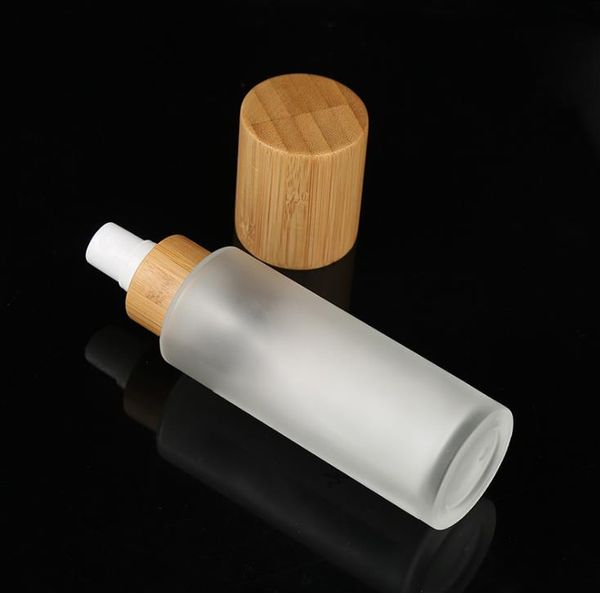 30ml 50ml 100ML Pompe trasparenti glassate top bottiglia di lozione di bambù 1oz 2oz 4oz Flacone spray per nebulizzazione di bambù di vetro gelo SN5063