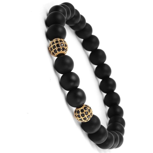 

stone fashion natural pave bracelet cz micro 8mm disco ball charms bracelets for women men jewelry gift viking bijoux wholesale, Black