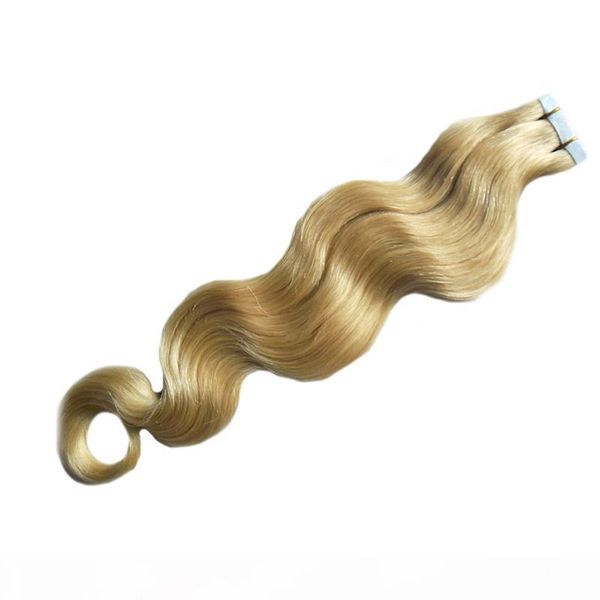 

blonde brazilian hair body wave tape extensions virgin 50g skin weft hair extensions tape in human hair extensions 20 pieces, Black