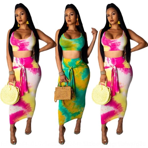 

mftw1 suit 2019 suit vestsummer new casual tie-dyed new two-piece set internet popular women's vest 2019 vest vestsummer camisole w, Gray