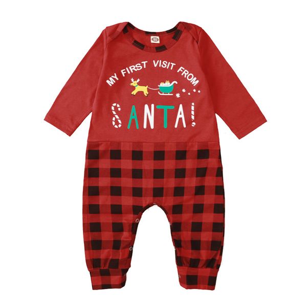 

girls red letter plaid print romper baby christmas o-neck jumpsuit kids onesie clothing zxh2207, Blue