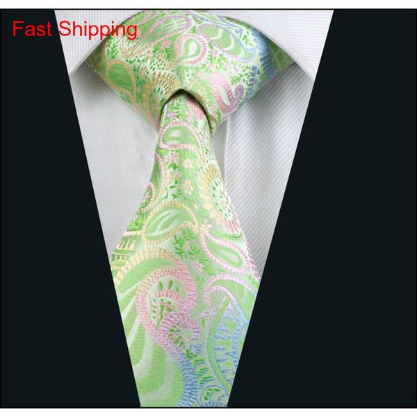 

green paisely neck tie set pocket square cufflinks jacquard woven formal mens silk tie work qylpdz dh_seller2010, Black;blue