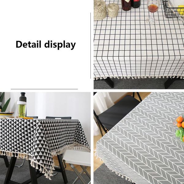 

fashion modern linen cotton table cloth dinner rectangular tablecloth home kitchen christmas decor table cover lace tassel bbynux lg2010