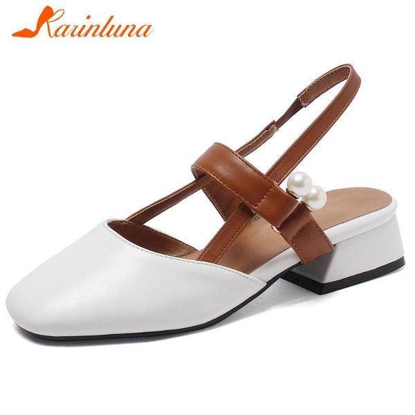 

dress shoes karin big size 31-43 elegant girl casual sandals fashion pearl summer women low chunky heels woman, Black