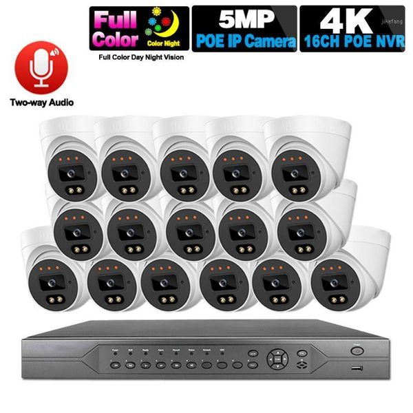 

poe security camera system 16ch 8ch 4k poe nvr kit hd 5mp full color night vision ip cctv video surveillance cameras system set1