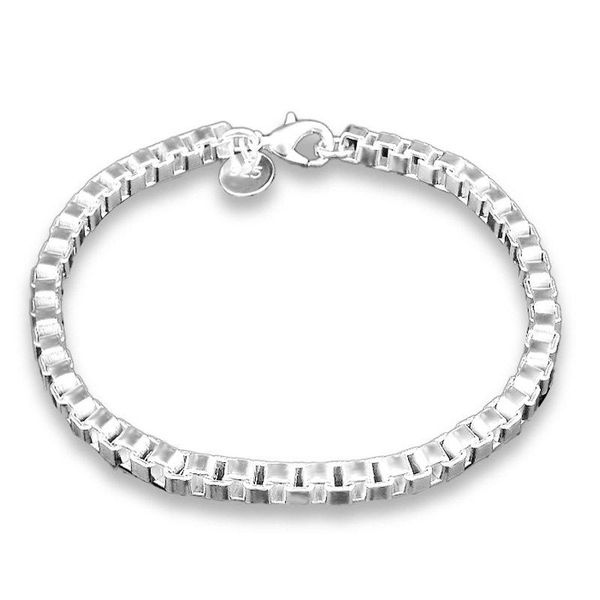 

classic box chain silver color man women bracelet bangles 4 mm width punk simple cuff jewelry gift, Black