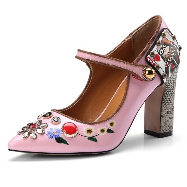 

2021 women's high heels party new wedding mark mary jane pink black shoes lady chaussures femme 40 qtd3