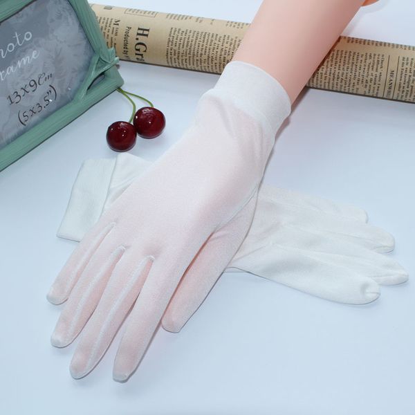 

women' autumn winter soft and light sunproof ladies mittens guantes real silk gloves for women 201021, Blue;gray