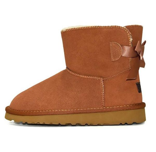 

fashion men women classic snow boots long ankle short bow fur designer boots for winter black chestnut boot casual platform shoes us5-12
