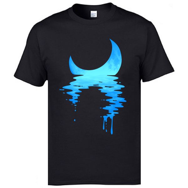 

moonset waterreflection 100% cotton man short sleeve design summer autumn custom hoodie designers t shirts sweatshirt