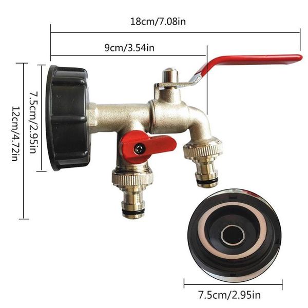

s60x6 1/2" ibc tank adapter garden hose faucet water tank hose connector tap replacement connector fitting valve garden supplies
