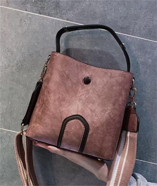 

fashion women leather bucket bag wild shoulder bag handbag new crossbody with adjustable shoulder strap