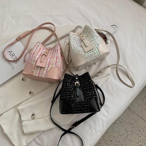 

bags for women brand original design shoulder bag 2020 popular new fashion joker slung woolen cloth bucket bag