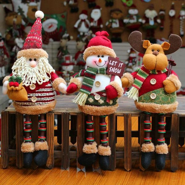 

christmas decorations 1/3pcs dolls xmas tree decor snowman cartoon elk toys santa claus standing doll ornament home kid gifts