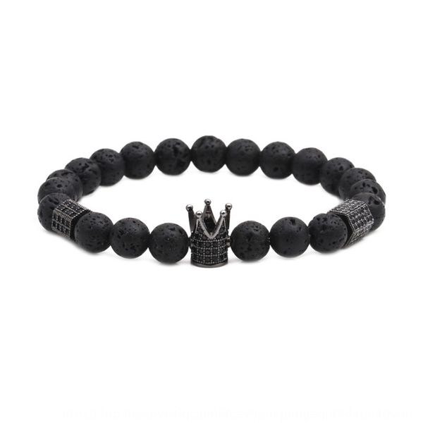 

8mm micro inlaid zircon crown beaded imperial stone lion head beaded bracelet bracelet yefrw, Golden;silver