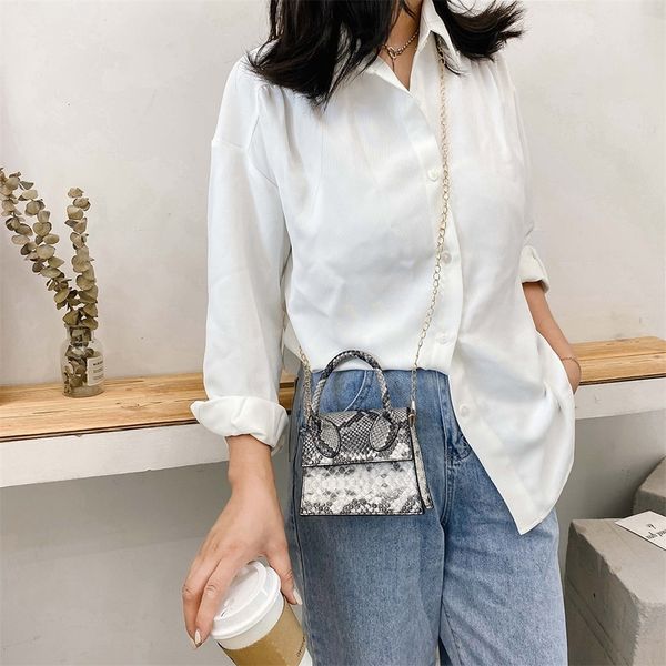 

fashion snake skin women shoulder handbag totes pu mini chain crossbody bags popular simple female daily bag