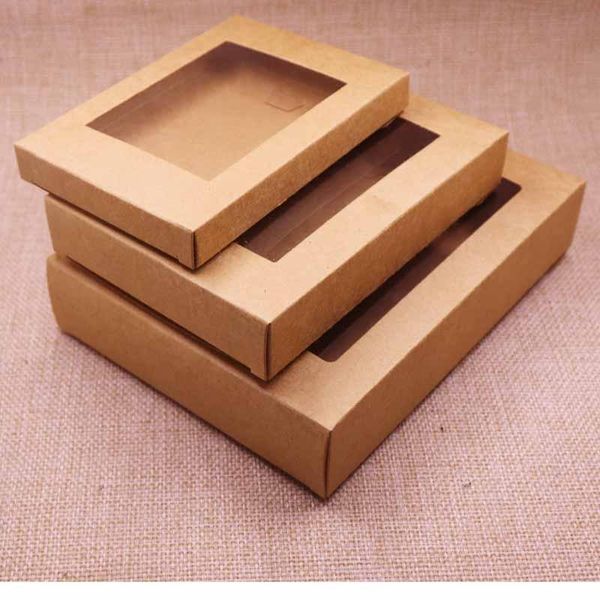 

делюкс урожай цвет крафт бумага подарочная коробка пакет с clear пвх окна candy благоприятная arts krafts display пакет коробки 10pcs bbyqqq