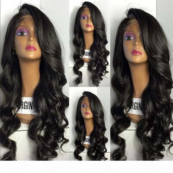 

full lace human hair wigs brazilian body wave lace front human hair wigs pre plucked lace wig with baby hair, Black;brown