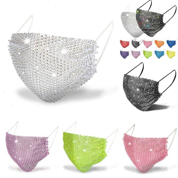 

party fashion designer face women adults sequins gliter facemask summer sun potection blingbling rhinestone decoration moutletag4l