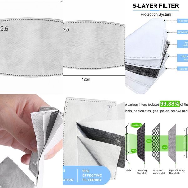 

close paper 20pcs to 5 layers pm2.5 carbon masks filter replacements ku4z
