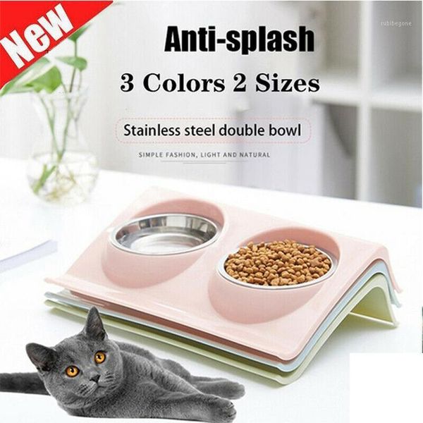 

double dog bowl pet feeding station stainless steel water bowl feeder solution for dogs supplies pet container1