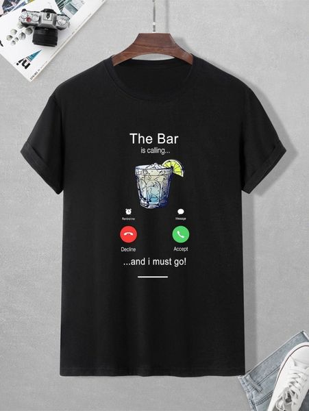 

men slogan & drink print tee c3sp#, White;black