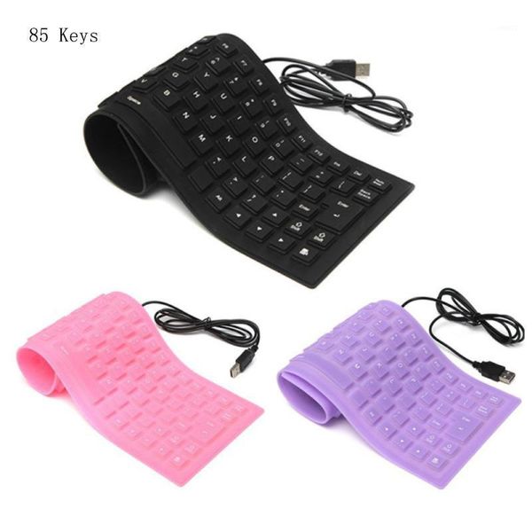 

keyboards 85/109 keys wired silicone silent soft keyboard english/russian letters layout teclado for pc lapfold waterproof1