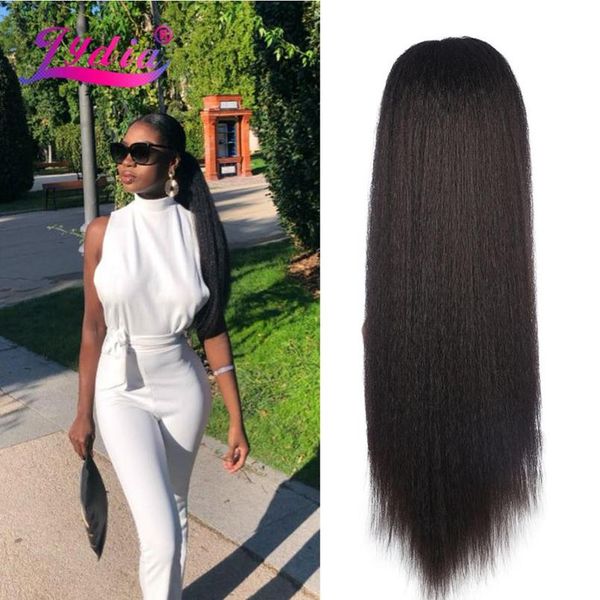 

lydia heat resistant synthetic 16\"-24\" kinky straight hair with plastic combs drawstring ponytail extension all colors a wmtphe